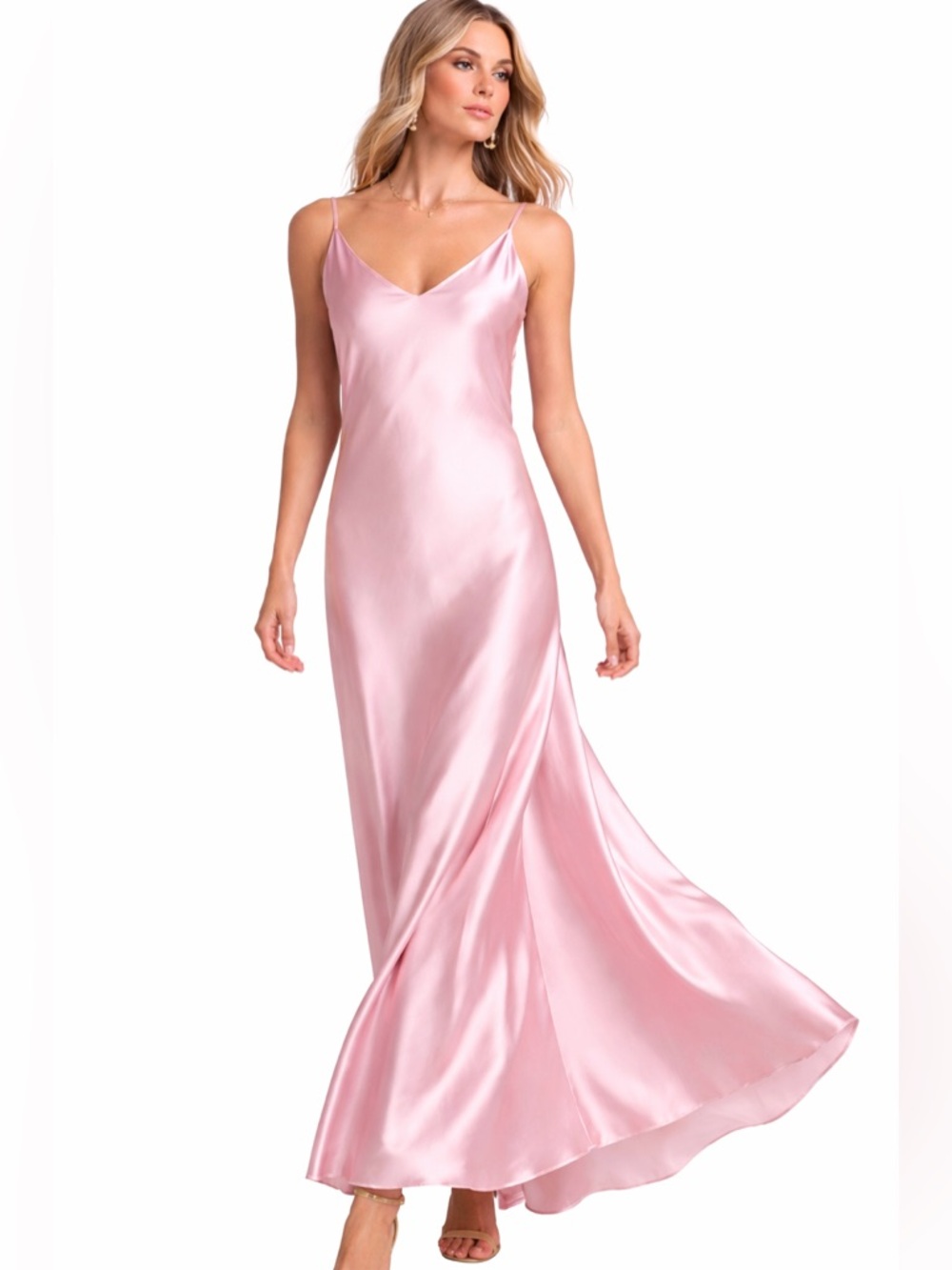 Vince Blush Pink Satin Maxi Slip Dress Naia Acetate XL NWT